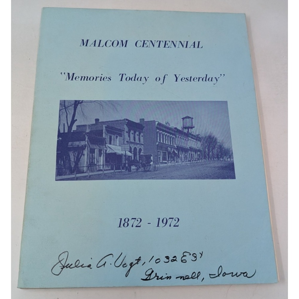 Malcom Iowa History Book Poweshiek County Genealogy Centennial 1972 Vintage‎ 70s